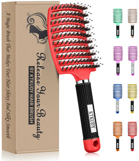 KTKUDY Detangling Brush front view with mixed bristles