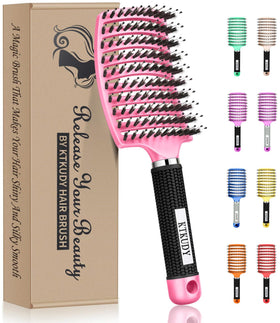 KTKUDY Detangling Brush front view with mixed bristles