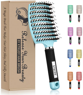 KTKUDY Detangling Brush front view with mixed bristles