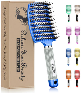KTKUDY Detangling Brush front view with mixed bristles