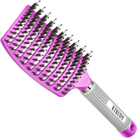 KTKUDY Detangling Brush front view with mixed bristles