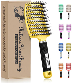 KTKUDY Detangling Brush front view with mixed bristles