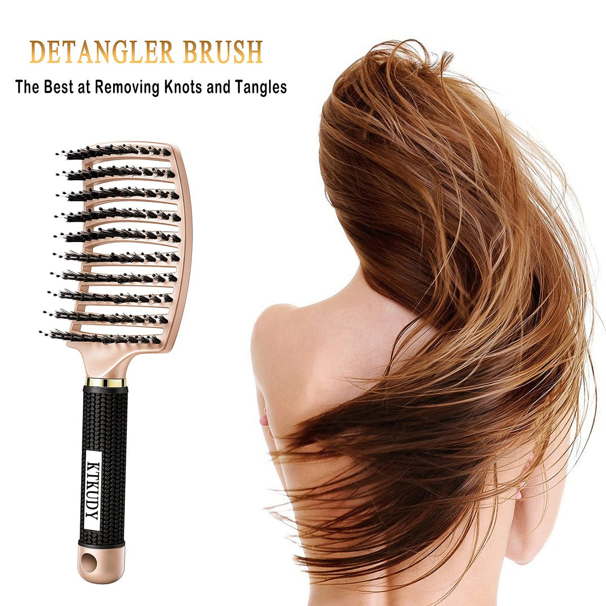 KTKUDY Detangling Brush in use on wet hair