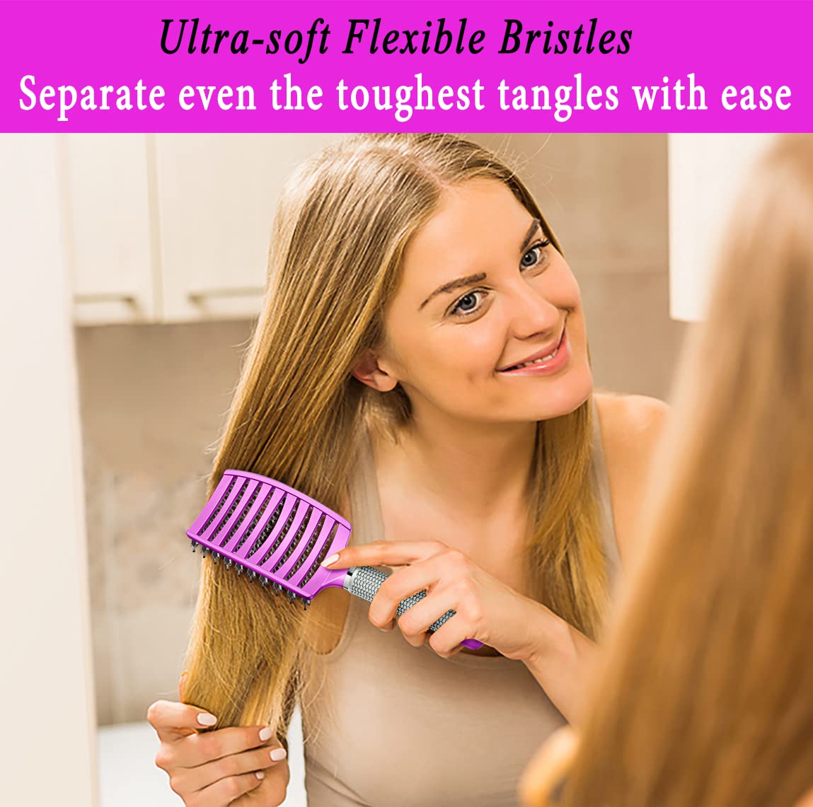 KTKUDY Detangling Brush in use on wet hair