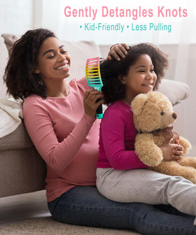 KTKUDY Detangling Brush on a bathroom counter with hair products