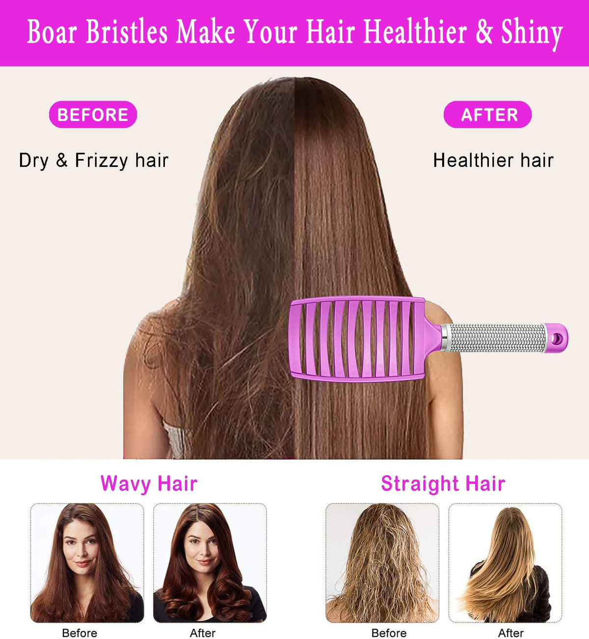 KTKUDY Detangling Brush on a bathroom counter with hair products