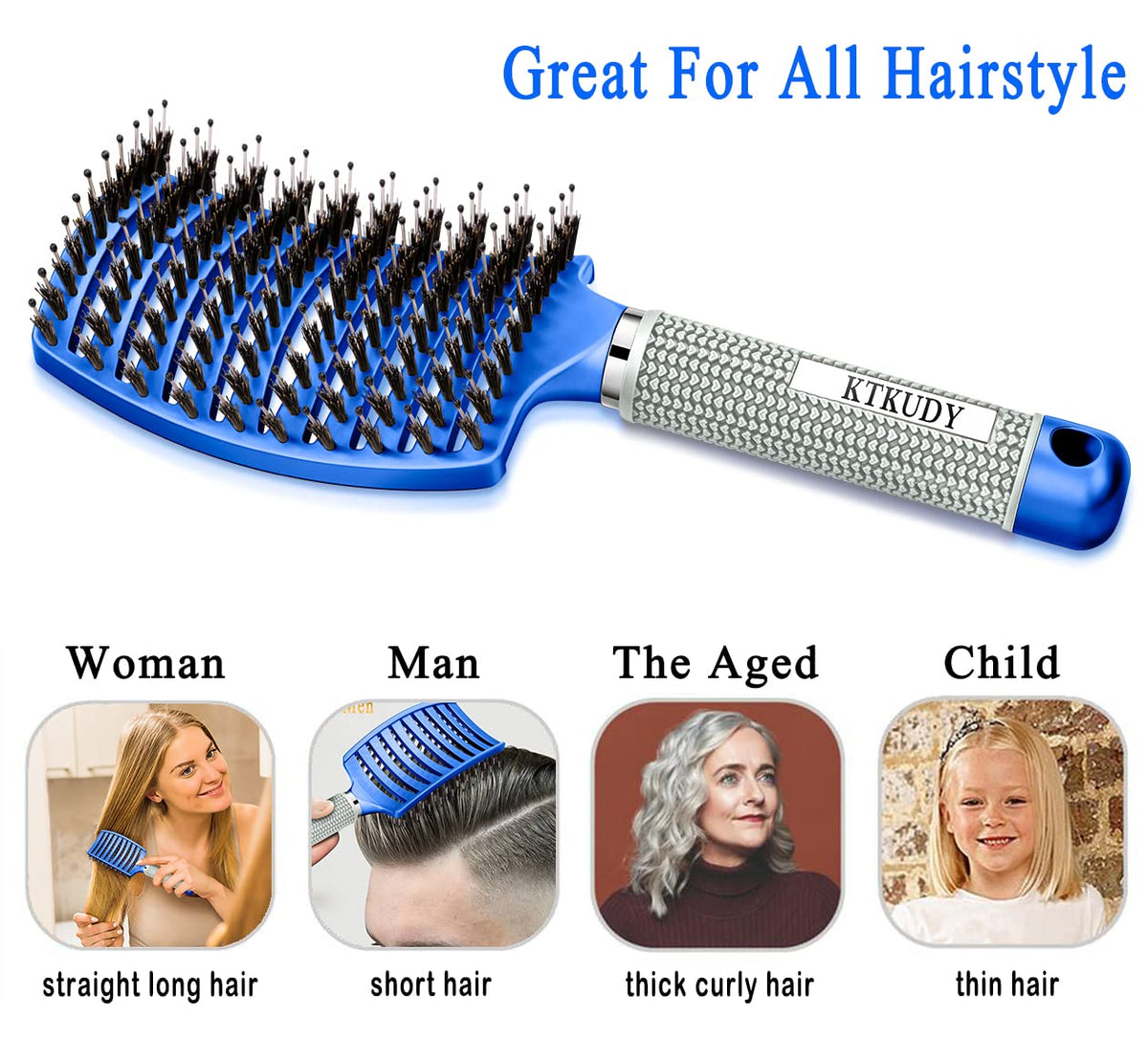KTKUDY Detangling Brush on dry hair smoothing flyaways
