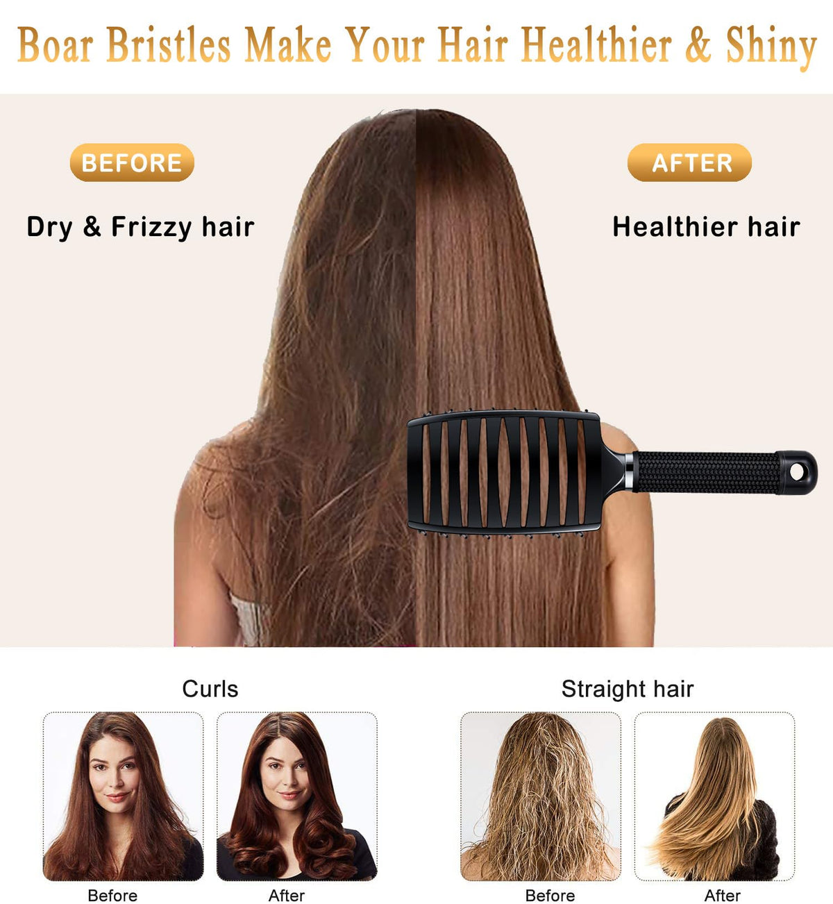 KTKUDY Detangling Brush showing ergonomic design and non-slip grip