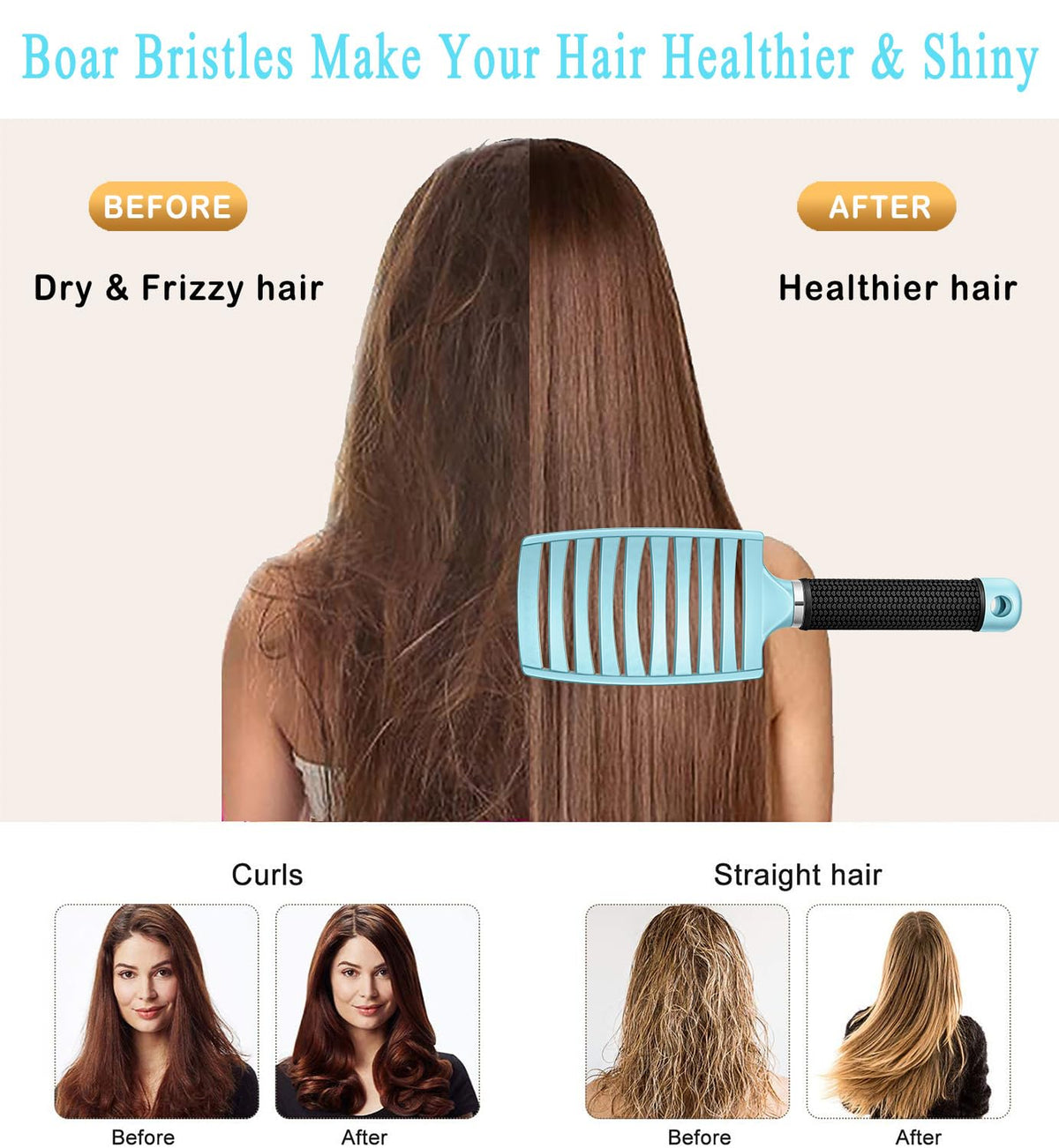KTKUDY Detangling Brush showing ergonomic design and non-slip grip