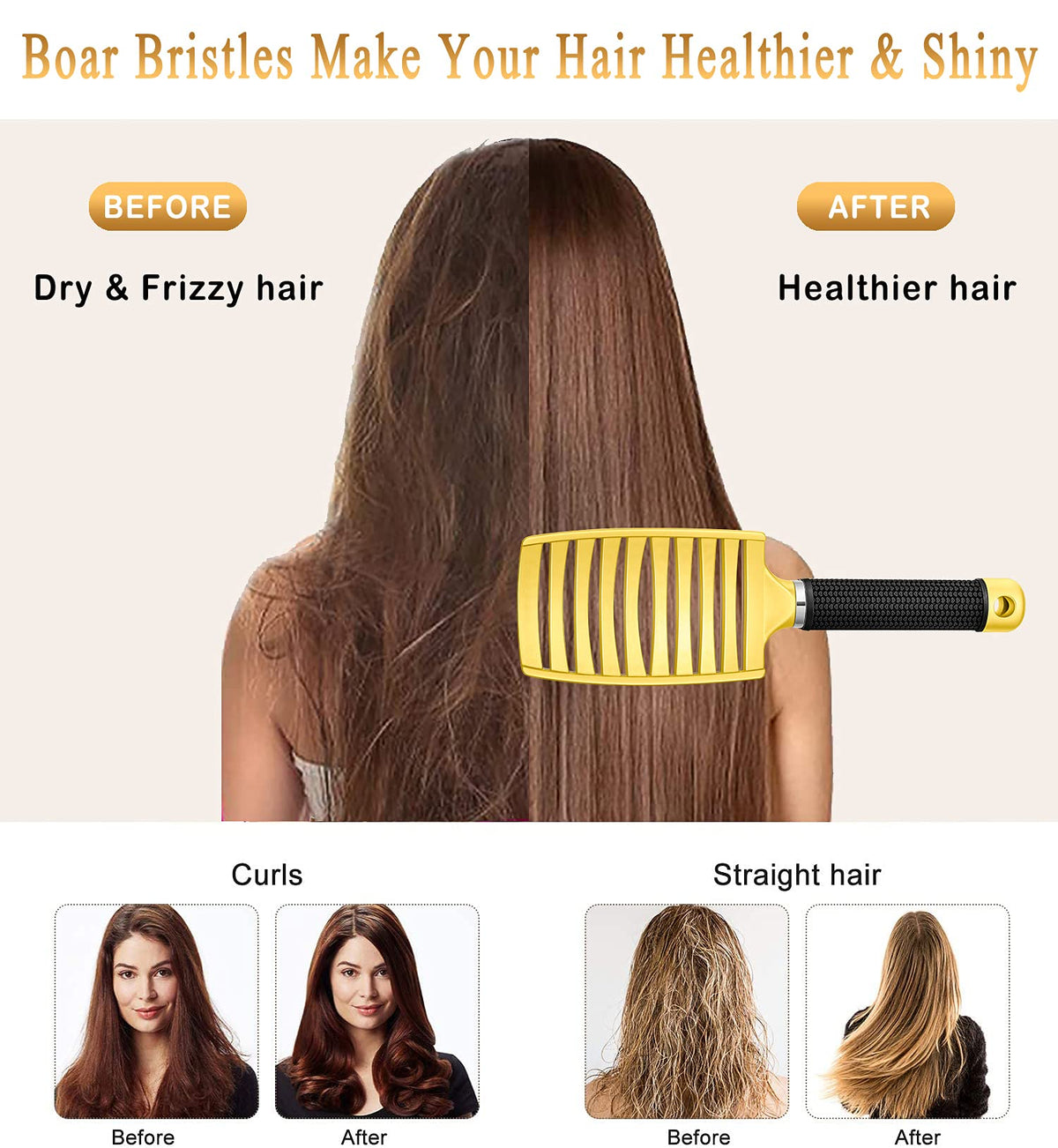 KTKUDY Detangling Brush showing ergonomic handle design