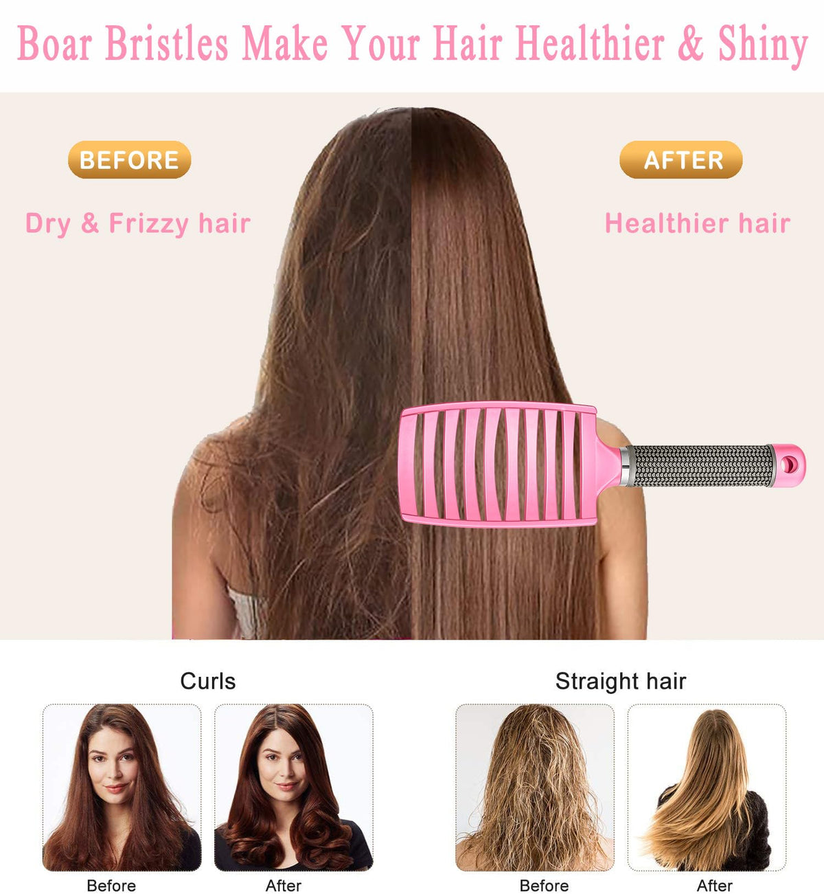 KTKUDY Detangling Brush showing ergonomic non-slip grip