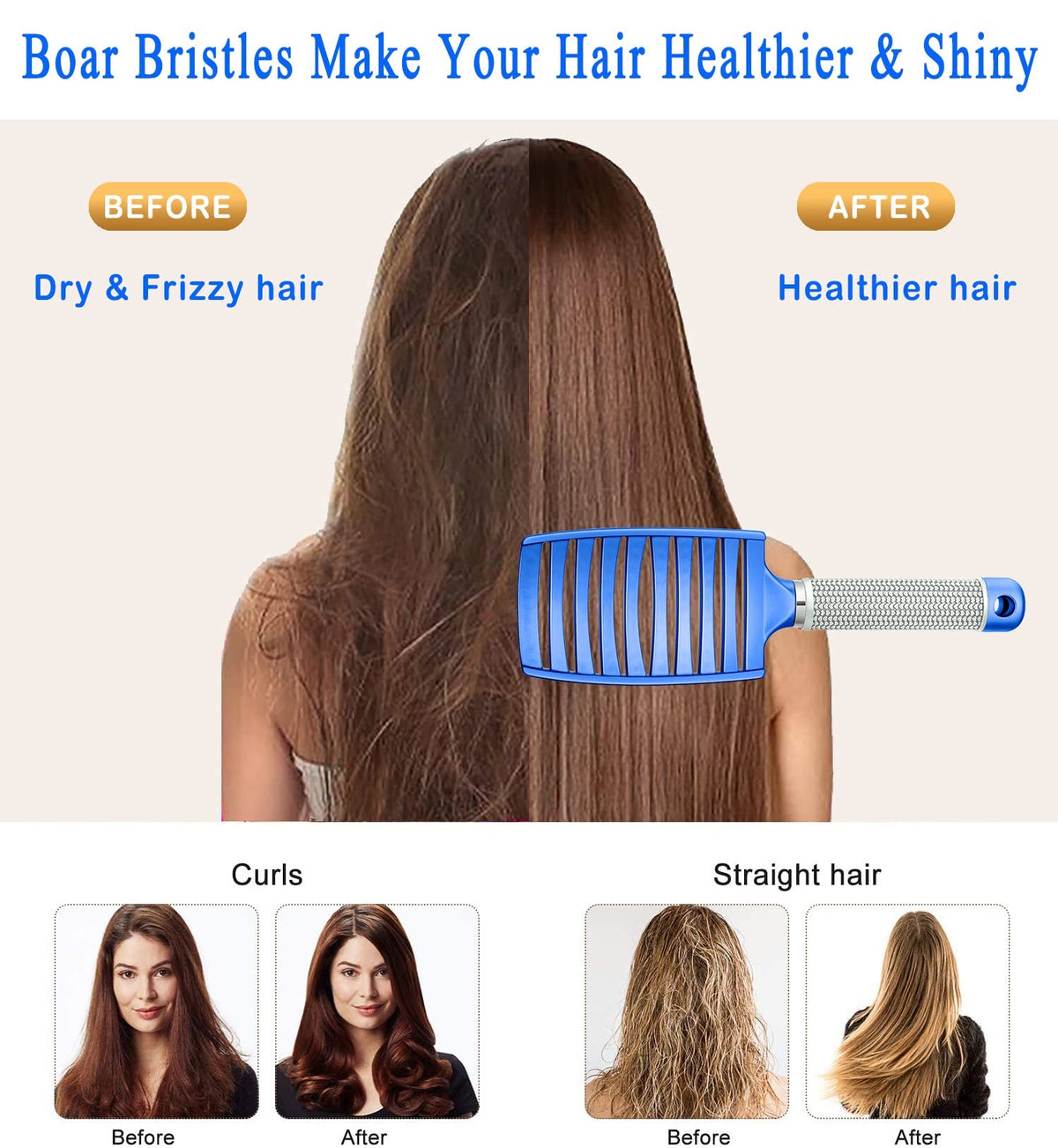 KTKUDY Detangling Brush side view showing ergonomic design