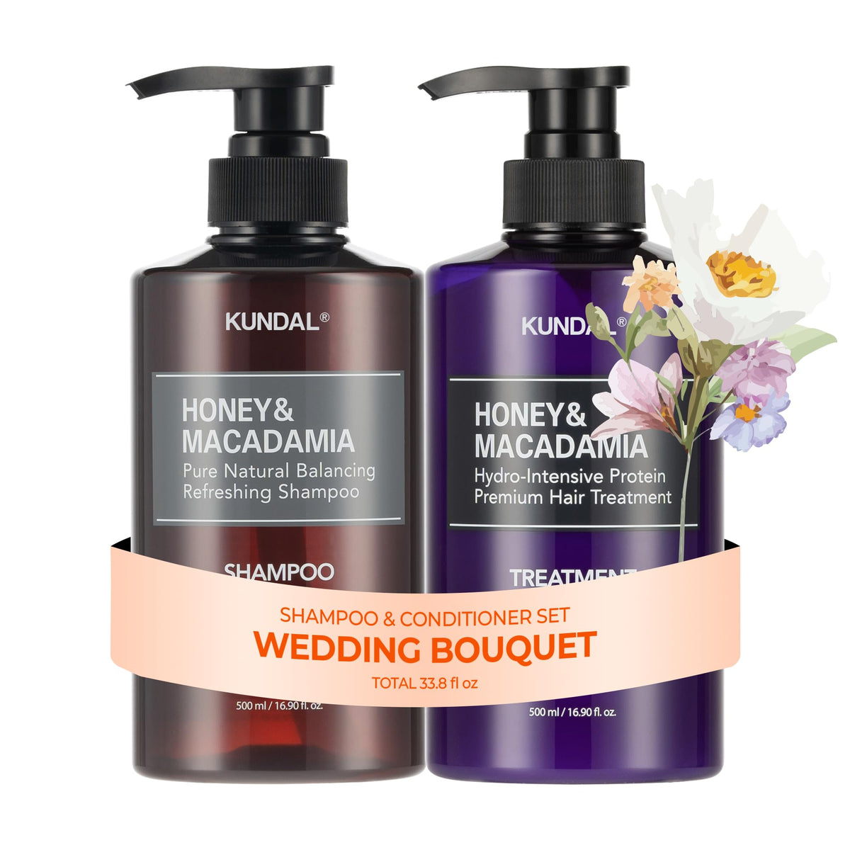 KUNDAL Honey & Macadamia Shampoo and Conditioner Set front view