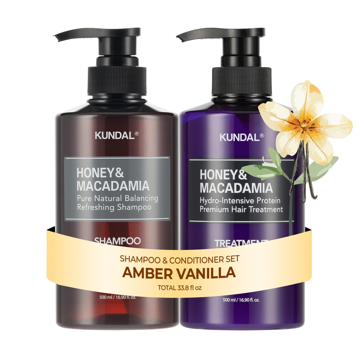 KUNDAL Honey & Macadamia Shampoo bottle front view