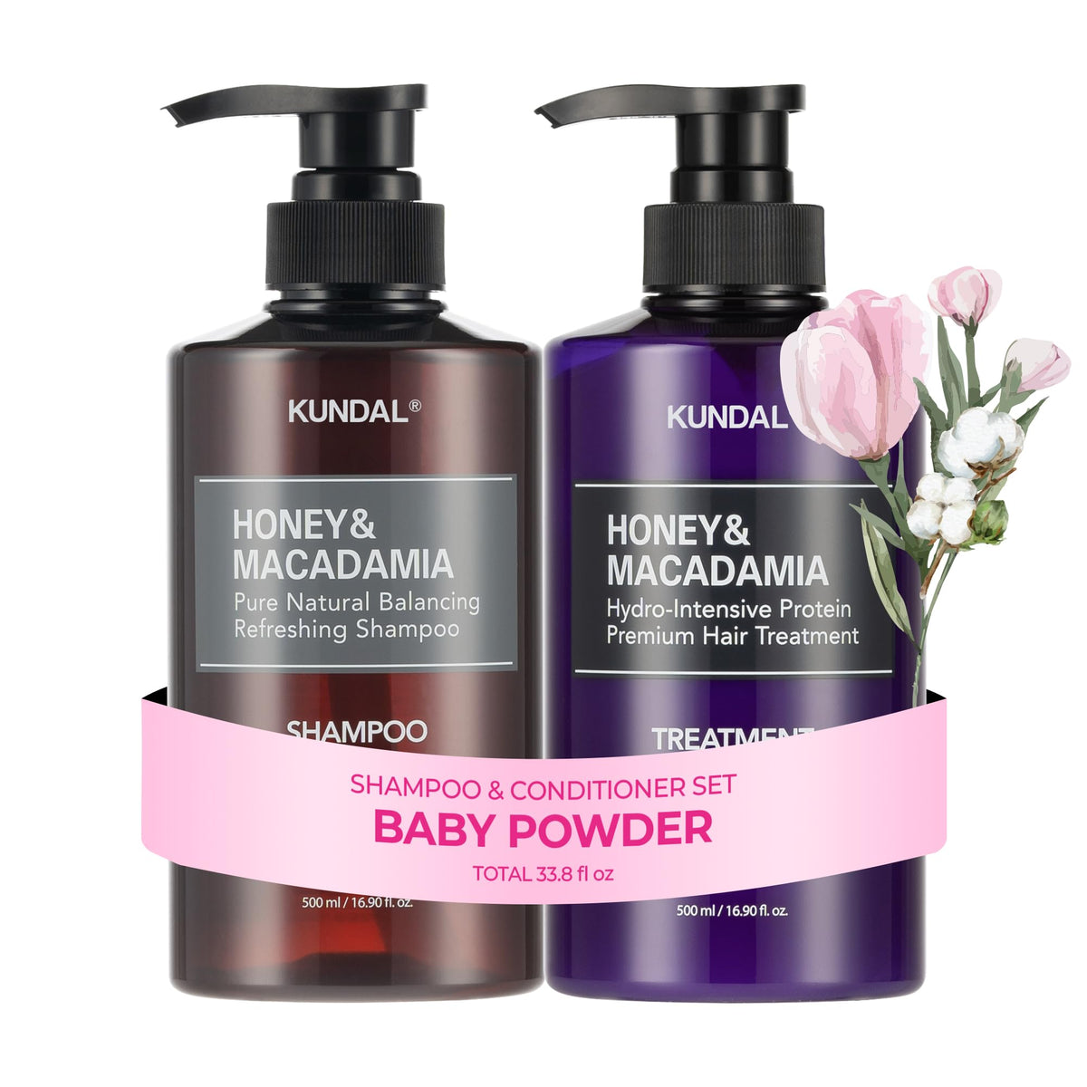 KUNDAL Honey & Macadamia Shampoo & Conditioner Set front view