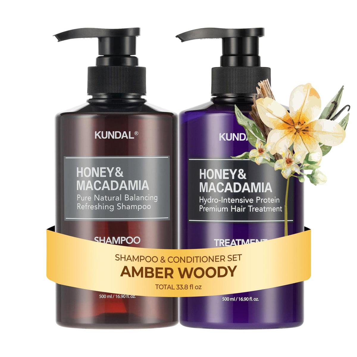 KUNDAL Honey & Macadamia Shampoo & Conditioner Set front view