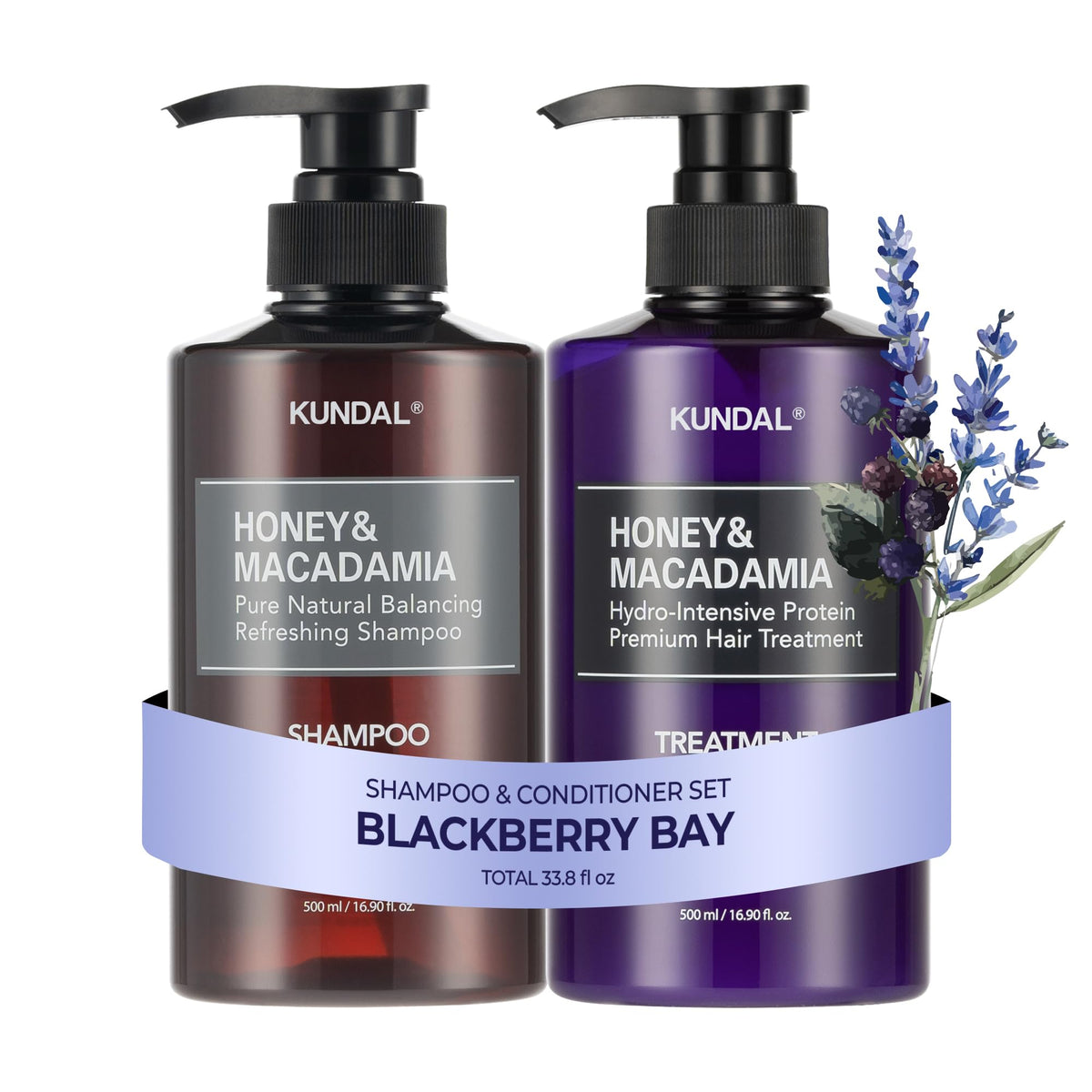 KUNDAL Honey & Macadamia Shampoo & Conditioner Set front view
