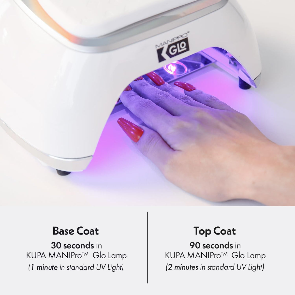 KUPA Gelfinity Base and Glossy Top Coat Duo Set on a vanity