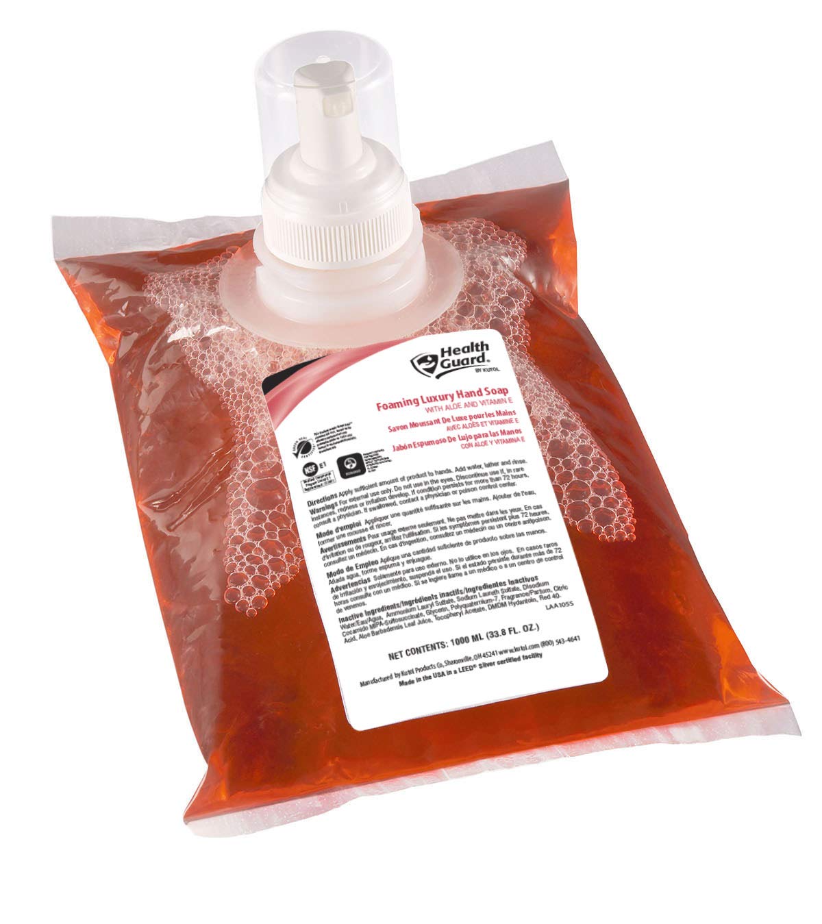 Kutol Foaming Hand Soap Refill 1000 mL pink bag front view