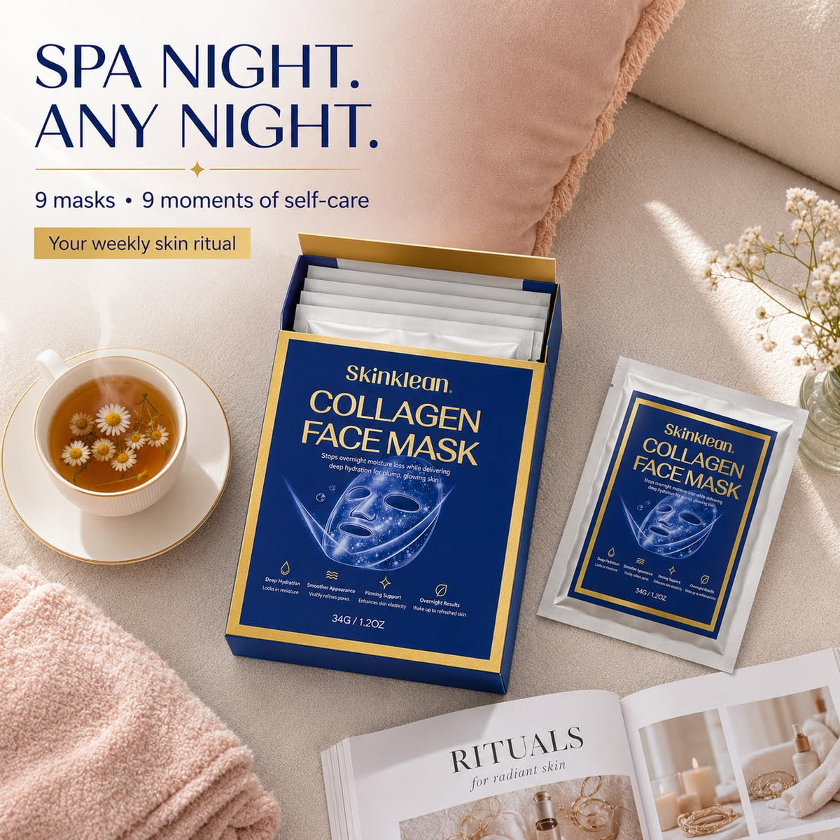 Kymezol SkinKlean Collagen Face Mask with moisturizing essence