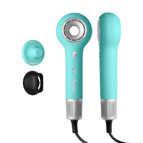 L'ANGE HAIR Axia HaloRing Ionic Hair Dryer front view in blue