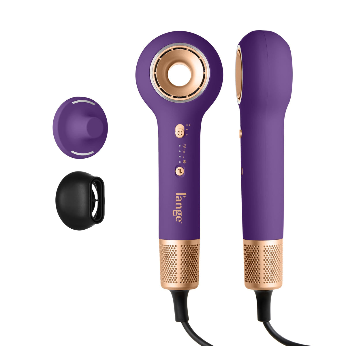 L'ANGE HAIR Axia HaloRing Ionic Hair Dryer front view in purple