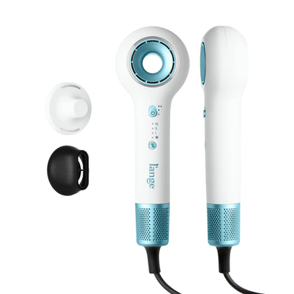 L'ANGE HAIR Axia HaloRing Ionic Hair Dryer front view in white