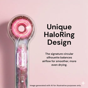 L'ANGE HAIR Axia HaloRing Ionic Hair Dryer showing magnetic concentrator