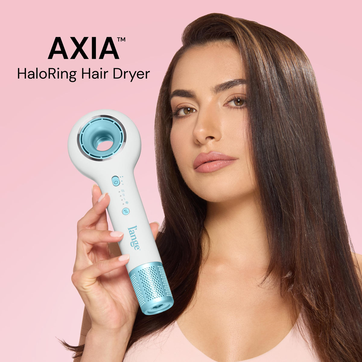 L'ANGE HAIR Axia HaloRing Ionic Hair Dryer side view with concentrator