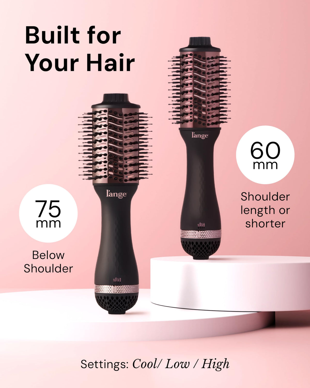 L'ANGE HAIR blow dryer brush close-up of barrel