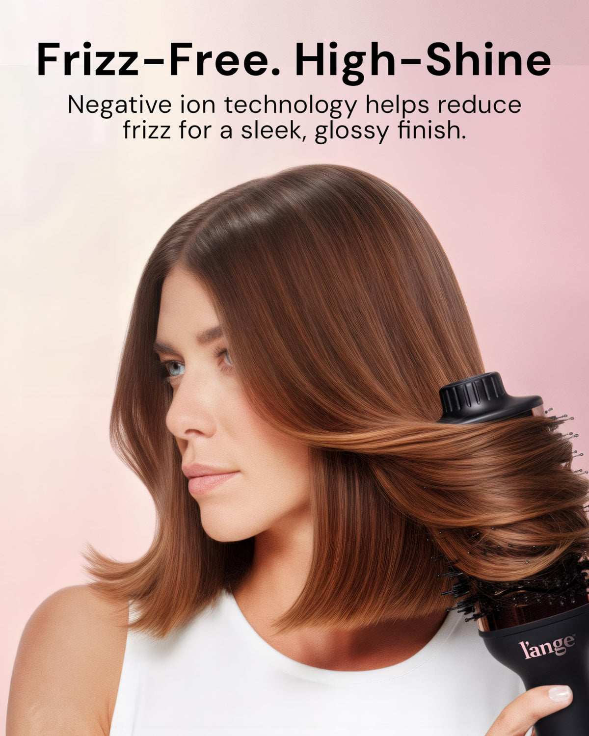 L'ANGE HAIR blow dryer brush in use on hair