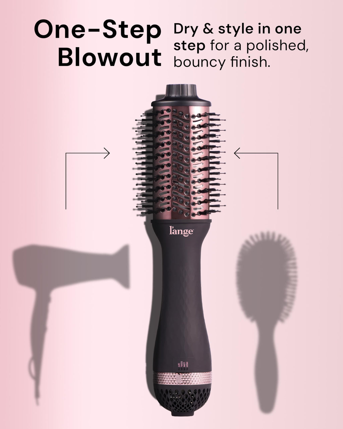 L'ANGE HAIR blow dryer brush showing oval barrel design
