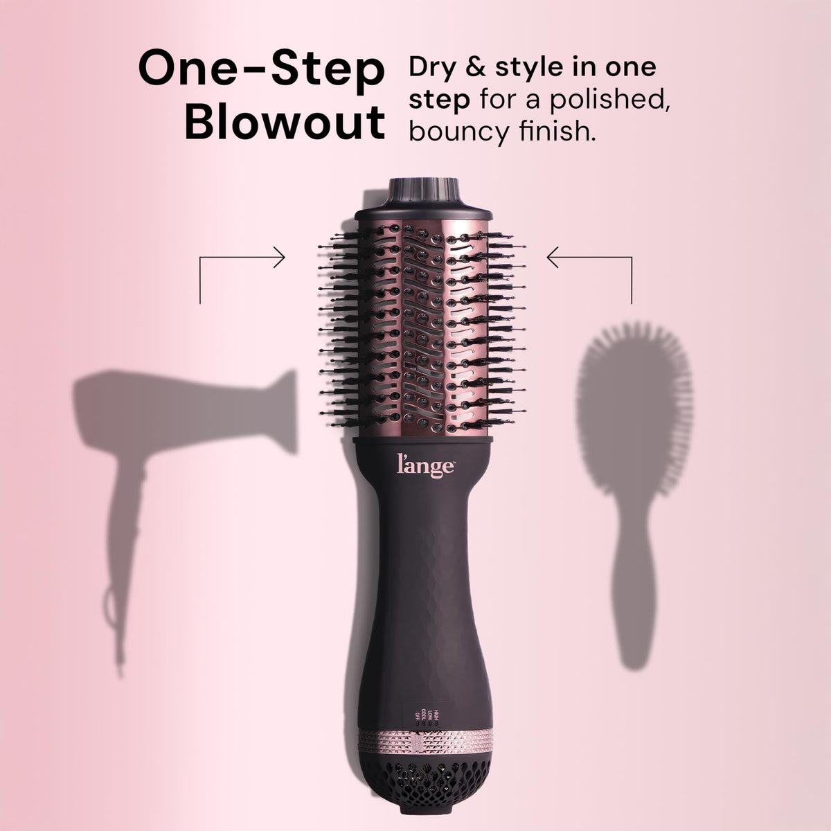 L'ANGE HAIR Blow Dryer Brush side view showing barrel
