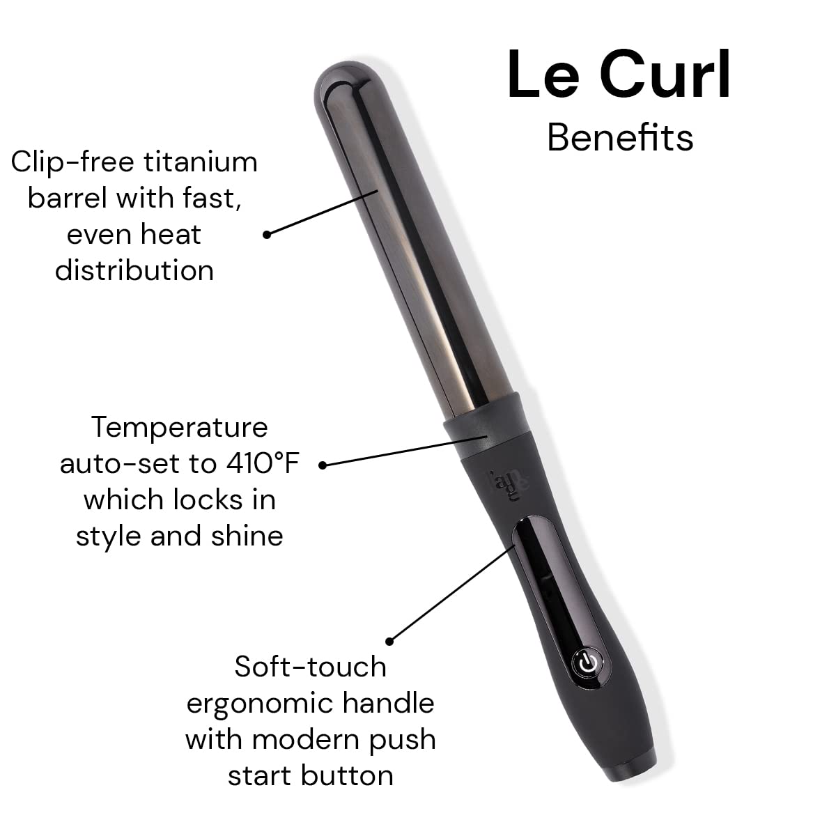 L'ANGE HAIR Le Curl 32 MM Titanium Curling Wand side view