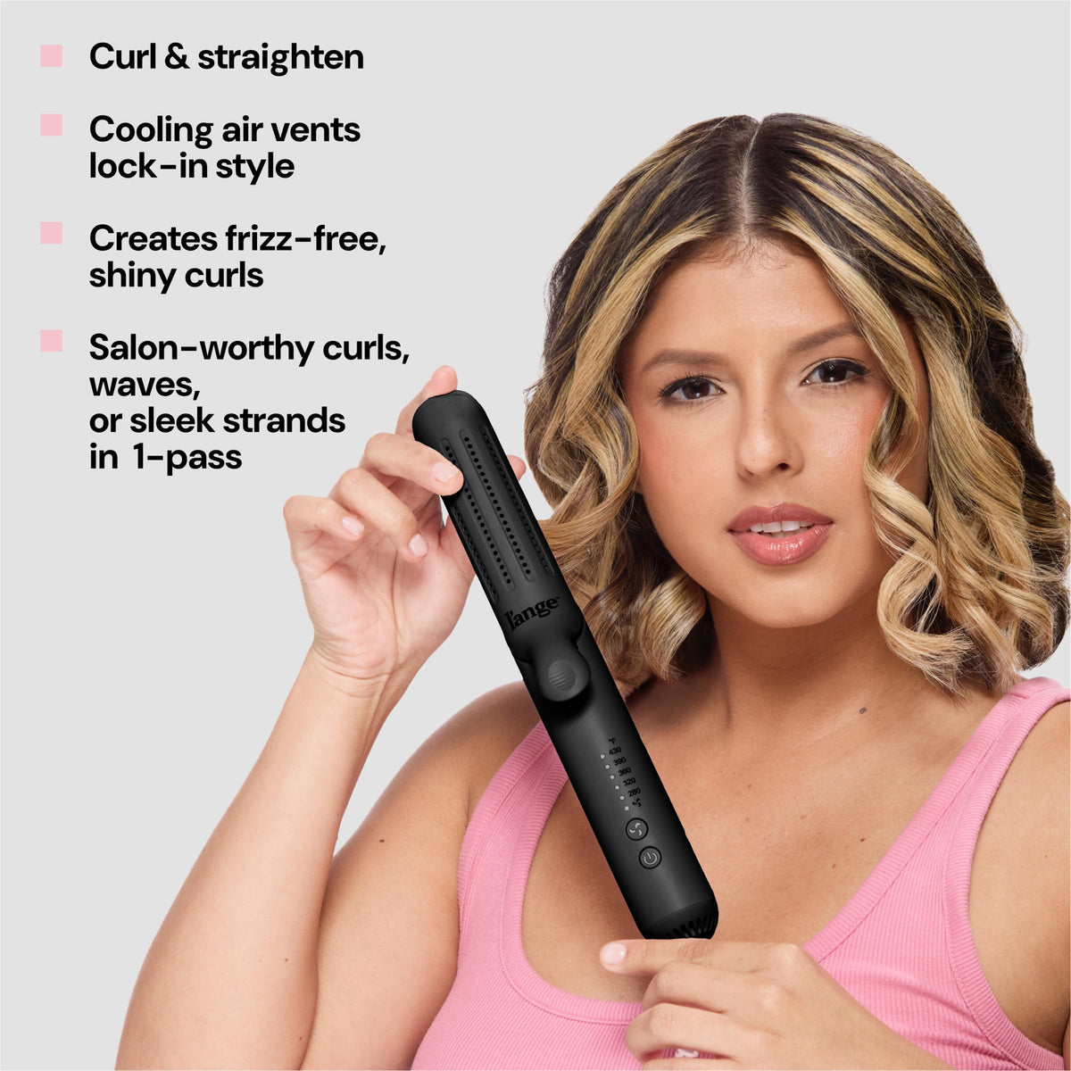 L'ANGE HAIR Le Duo 360° Airflow Styler on a bathroom countertop