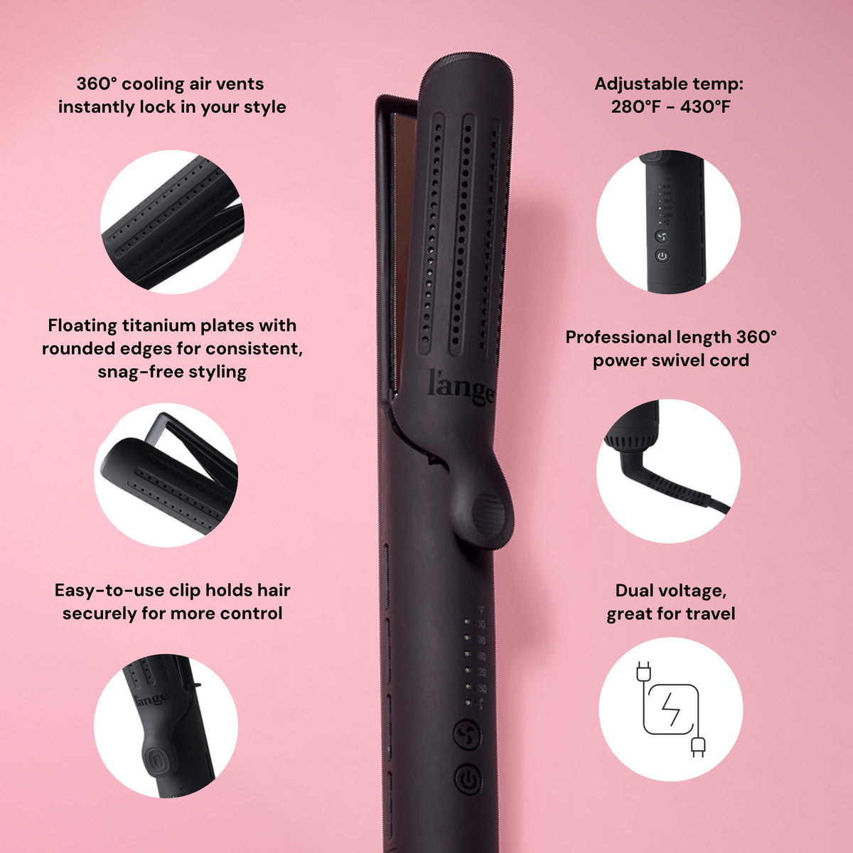 L'ANGE HAIR Le Duo 360° Airflow Styler with adjustable temperature settings