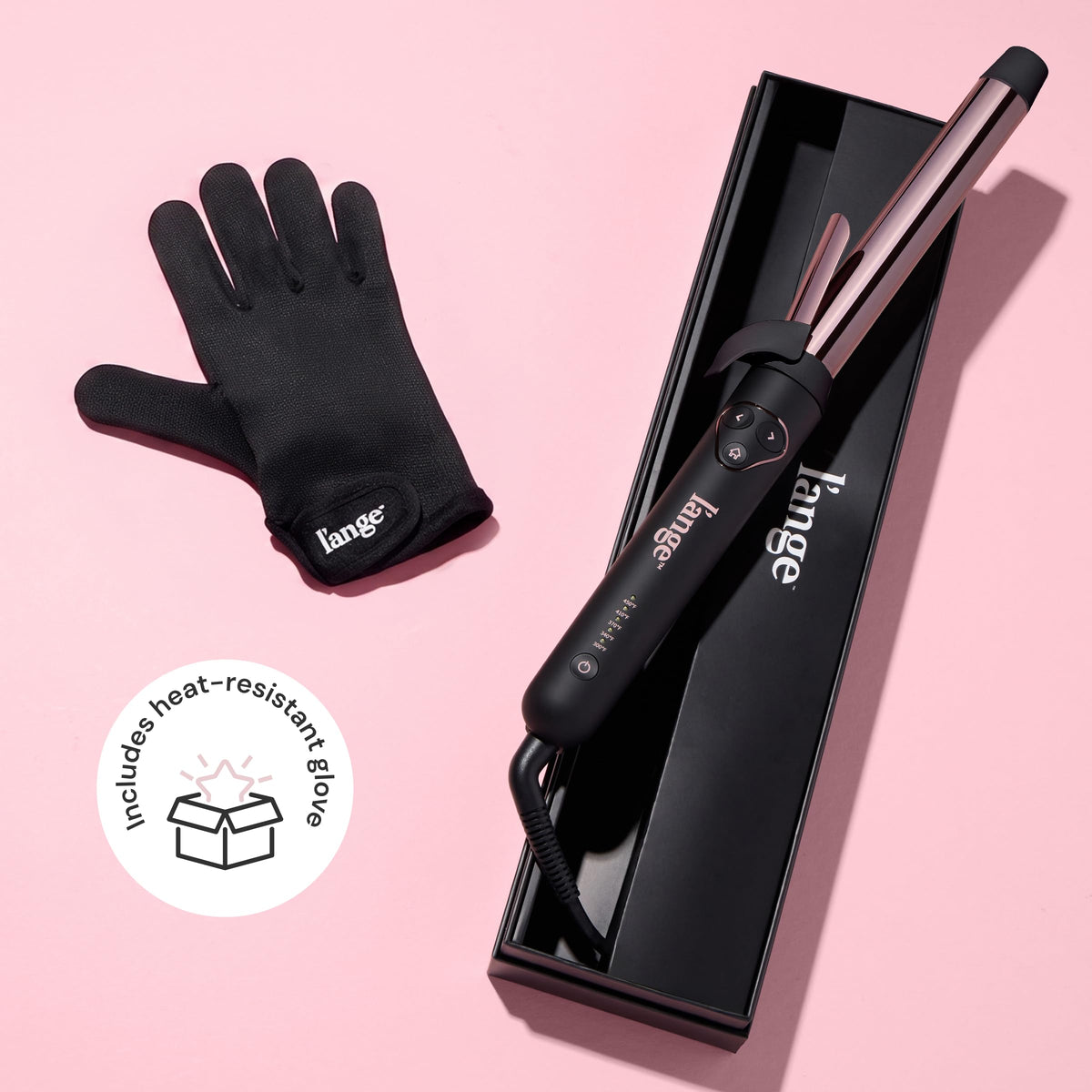 L'ANGE HAIR Le Pirouette 25MM Titanium Curling Iron in use with curls