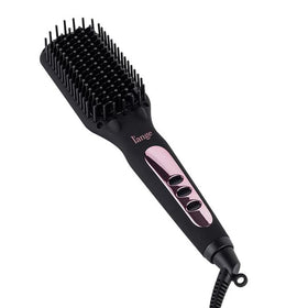 L'ANGE HAIR Le Vite Straightening Brush front view in black