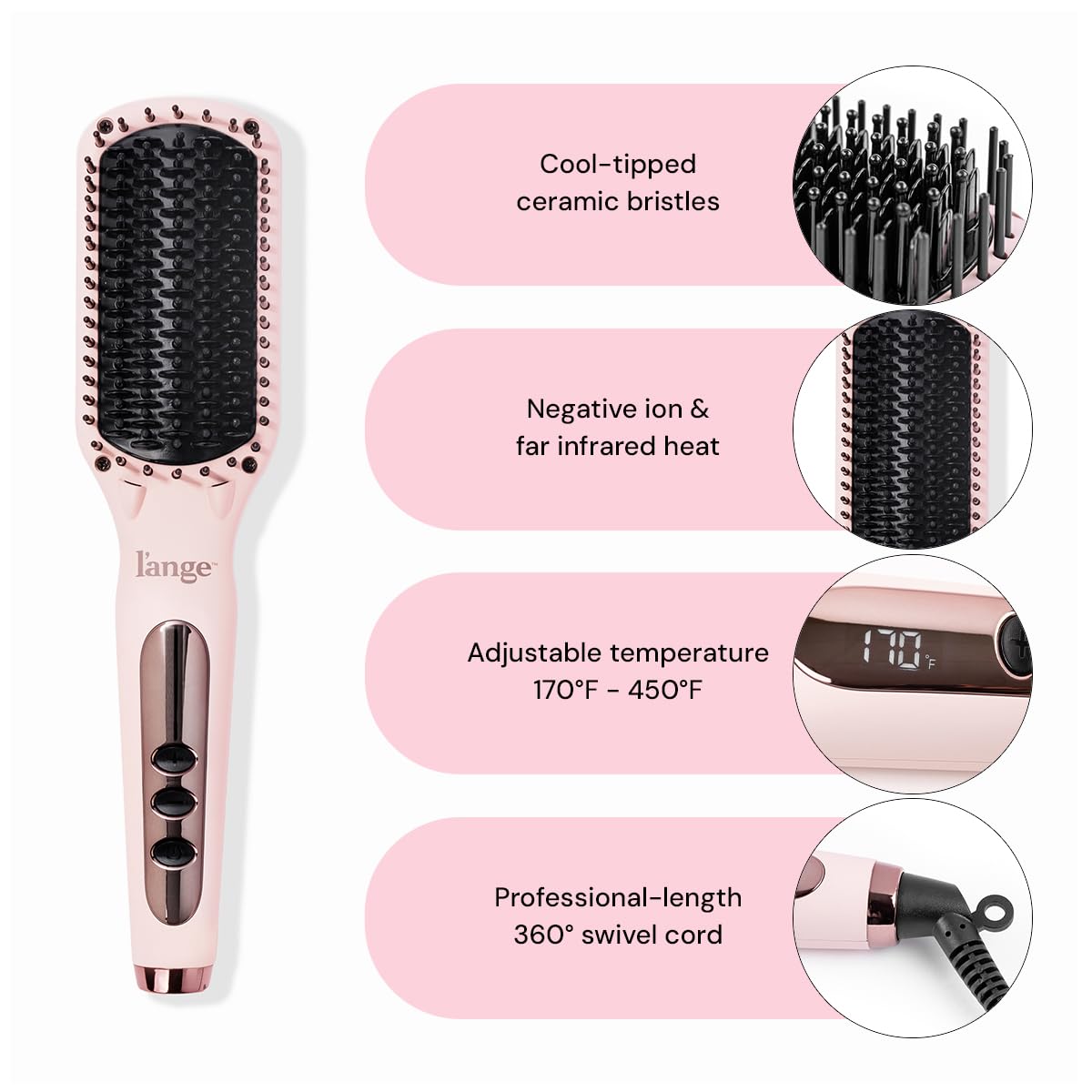 L'ANGE HAIR Le Vite Straightening Brush side view showing bristles