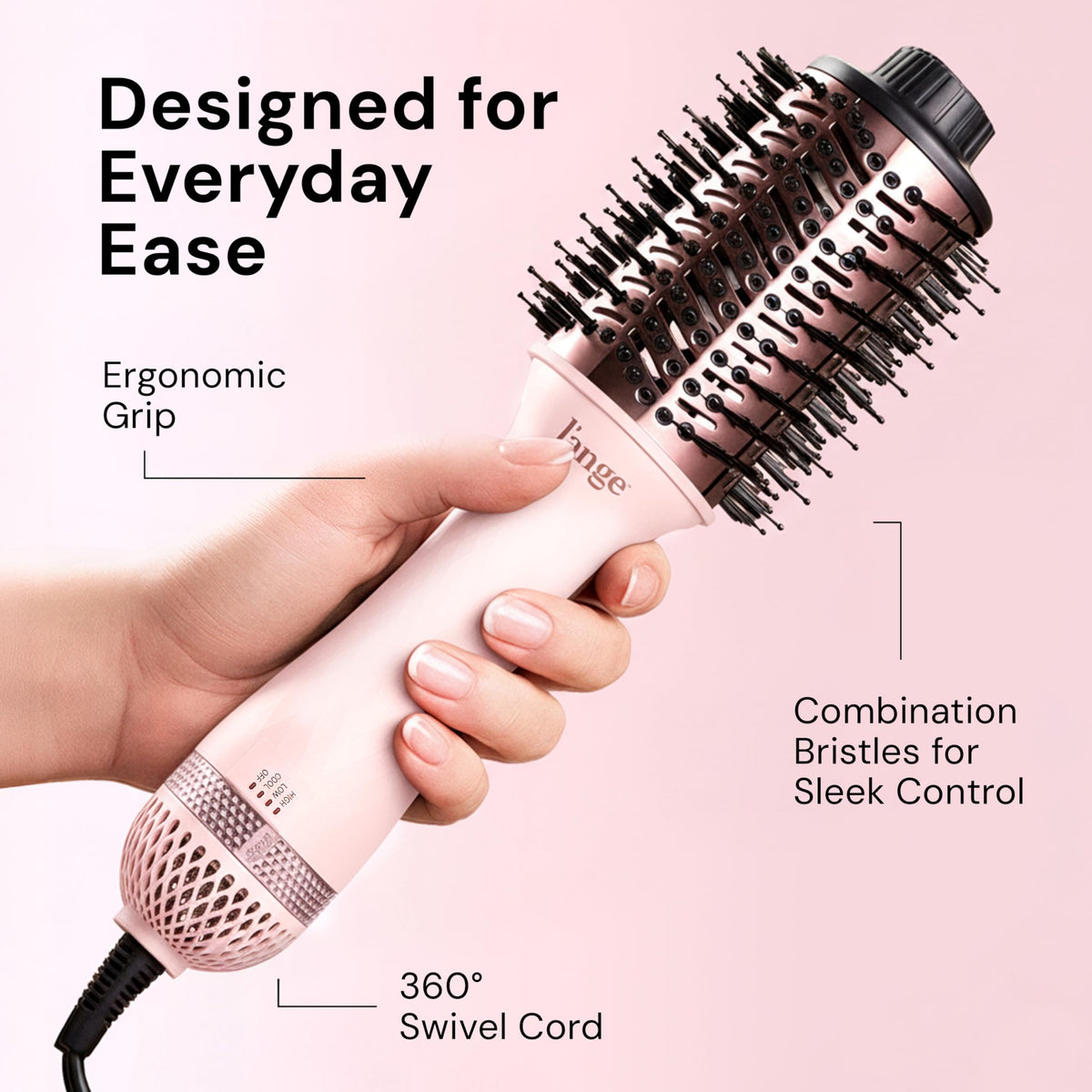 L'ANGE HAIR Le Volume 2-in-1 Blow Dryer Brush close-up of bristles