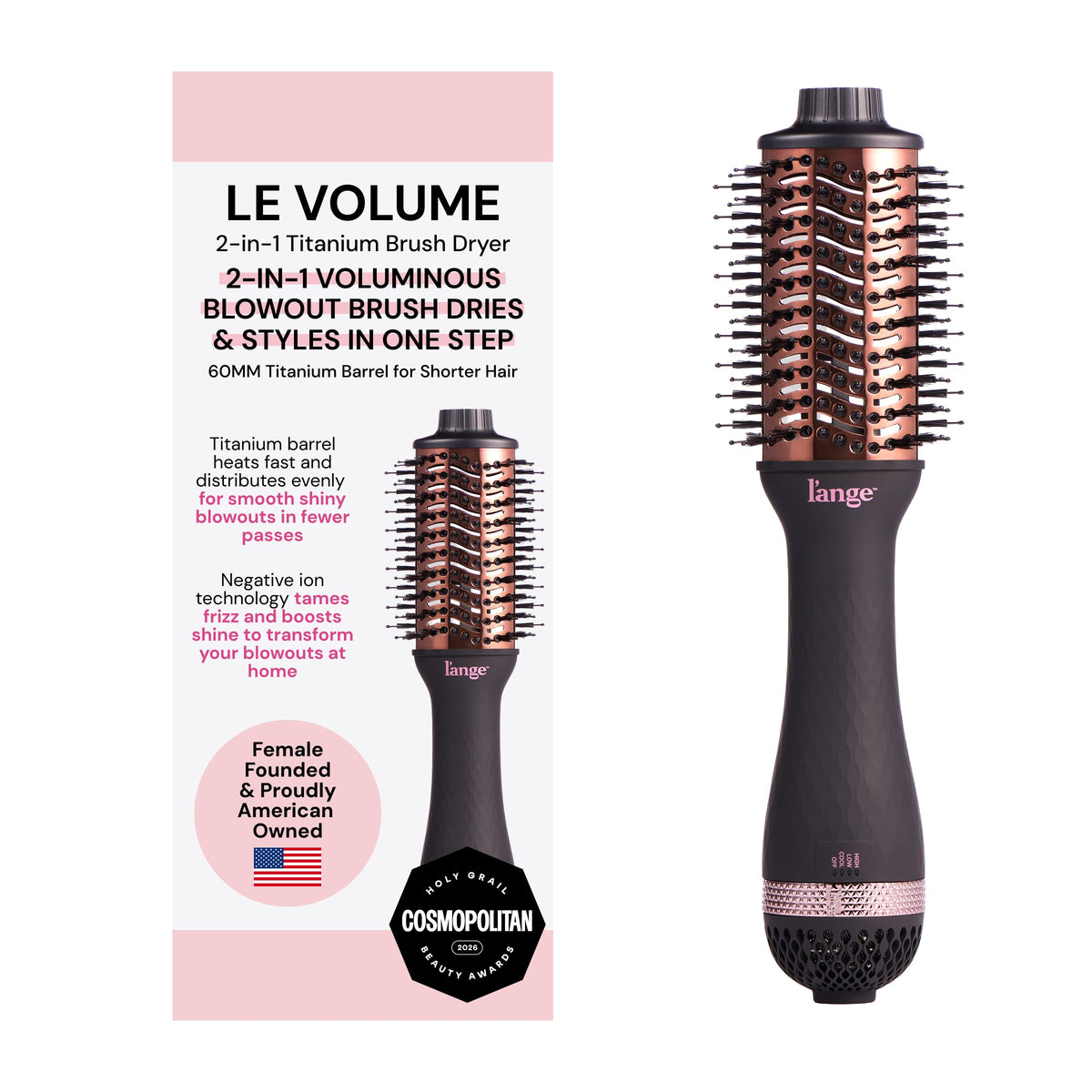 L'ANGE HAIR Le Volume 2-in-1 Blow Dryer Brush front view