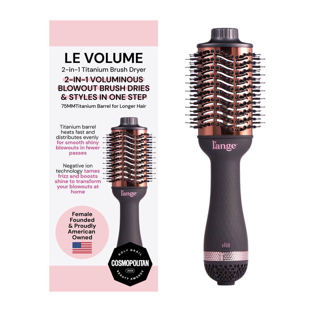 L'ANGE HAIR Le Volume 2-in-1 Blow Dryer Brush front view