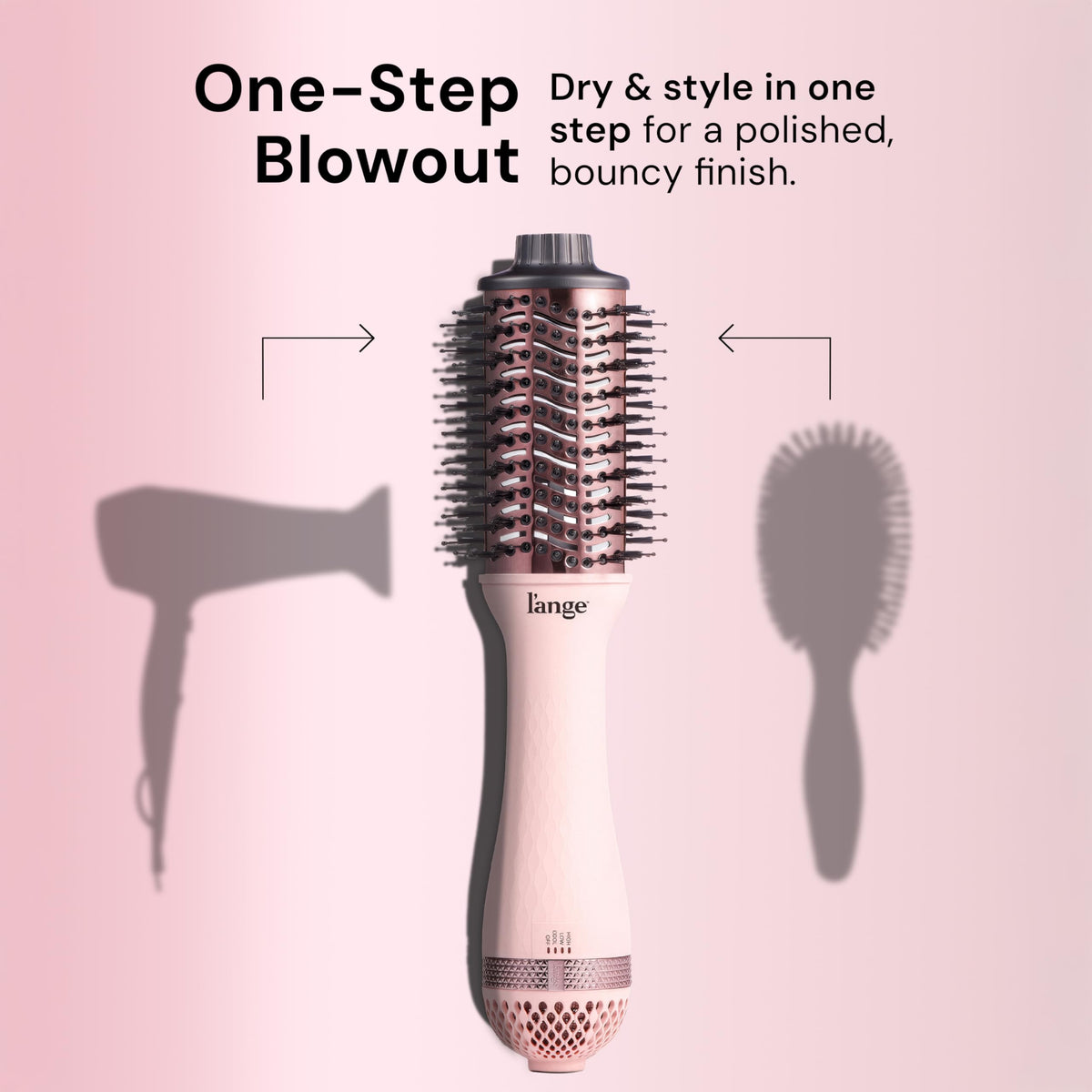L'ANGE HAIR Le Volume 2-in-1 Blow Dryer Brush showing oval barrel design