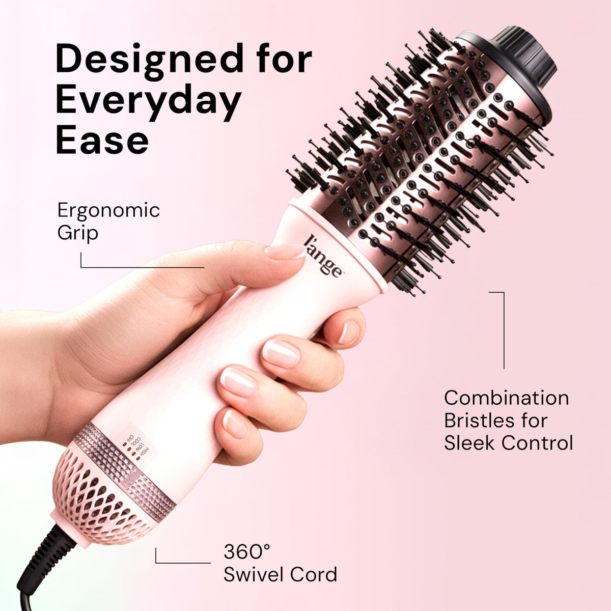 L'ANGE HAIR Le Volume 2-in-1 Blow Dryer Brush with adjustable heat settings