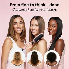 L'ANGE HAIR Smooth It 2-in-1 Hair Straightener Brush with heat settings displayed