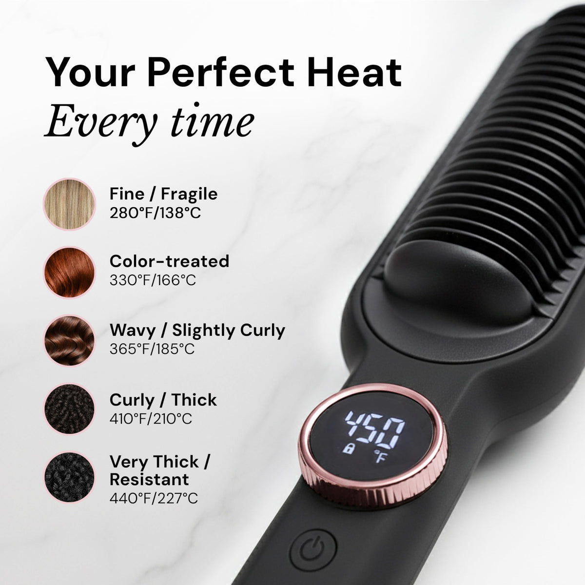 L'ANGE HAIR Smooth It brush with heat settings display