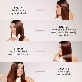 L'ANGE HAIR Top Coat Shine Spray in a bathroom setting