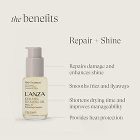 L’ANZA Keratin Healing Oil displayed with natural ingredients