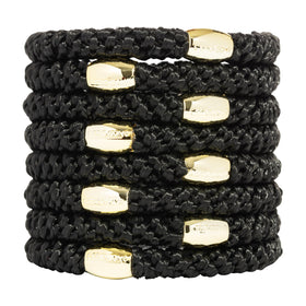 L. Erickson Black Hair Ties with Gold Bead front view