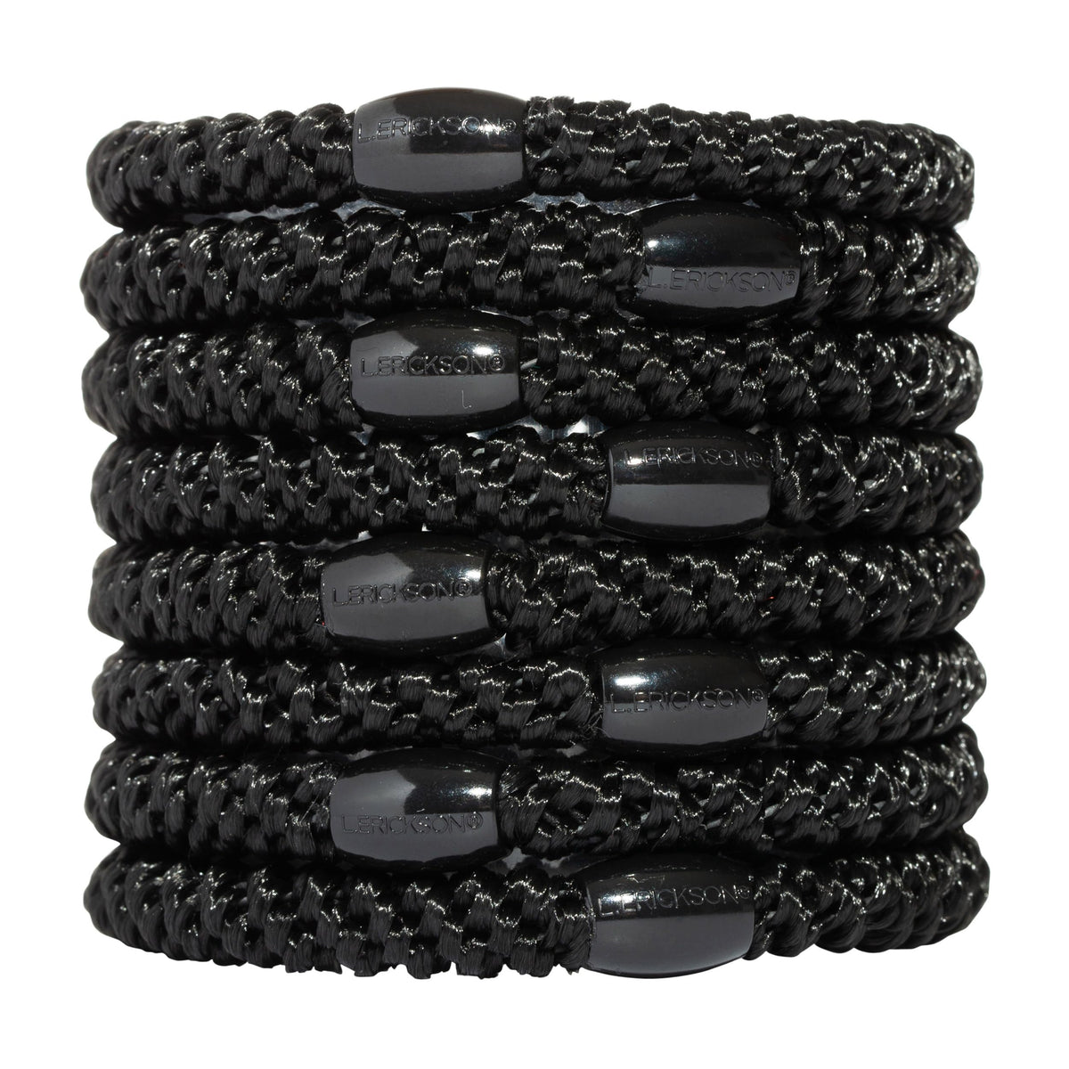 L. Erickson Grab & Go Ponytail Holders black set of 8 front view